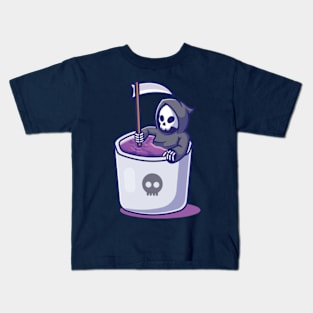 Cute grim reaper in mug Kids T-Shirt